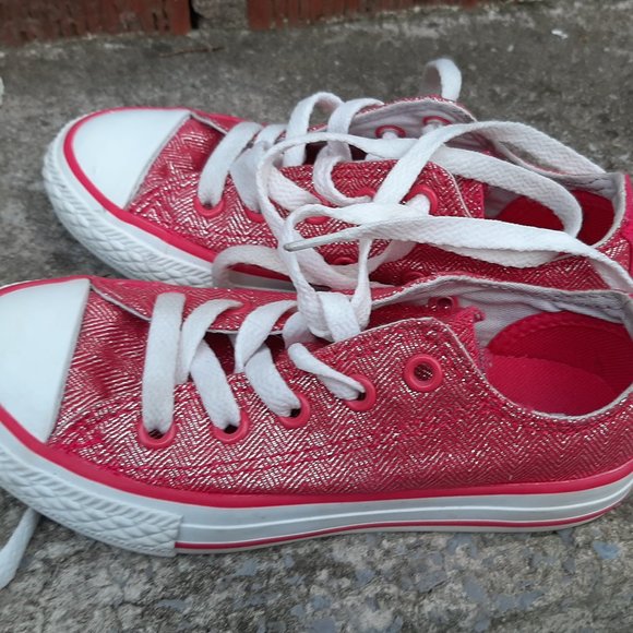 Converse pink glitter/sparkly toddler girl shoes size 11 - Picture 2 of 5